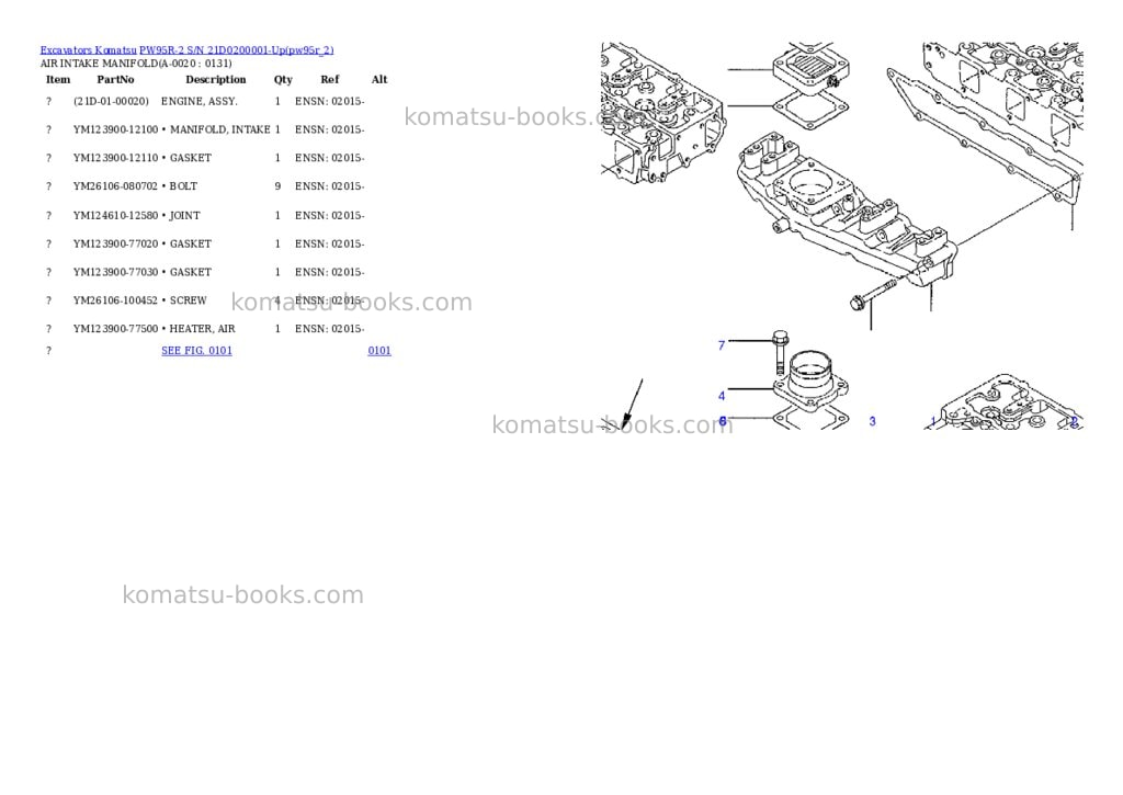 Komatsu pw95r-2 s/n 21d0200001-up Parts catalog cover Komatsu pw95r-2 s/n 21d0200001-up Parts catalog cover