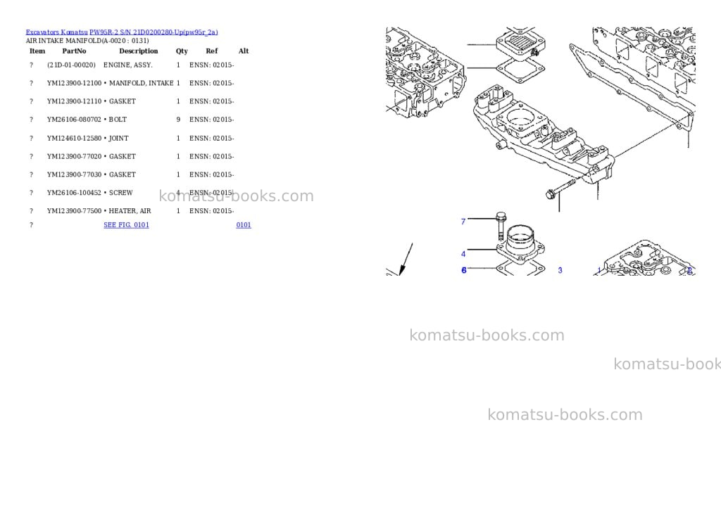 Komatsu pw95r-2 s/n 21d0200280-up Parts catalog cover Komatsu pw95r-2 s/n 21d0200280-up Parts catalog cover