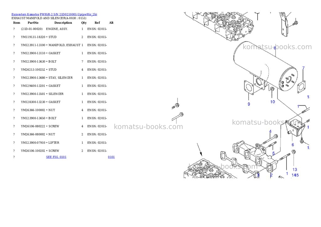 Komatsu pw95r-2 s/n 21d0210001-up Parts catalog cover Page 2