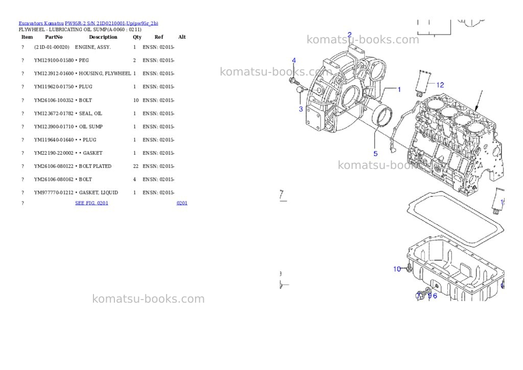 Komatsu pw95r-2 s/n 21d0210001-up Parts catalog cover Page 5