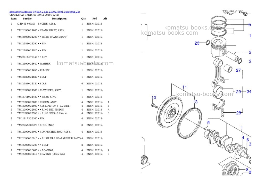 Komatsu pw95r-2 s/n 21d0210001-up Parts catalog cover Page 7