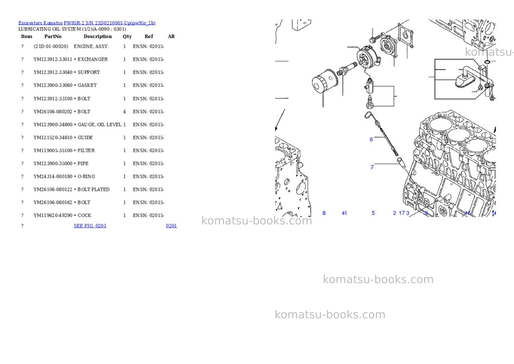 Komatsu pw95r-2 s/n 21d0210001-up Parts catalog cover Page 8