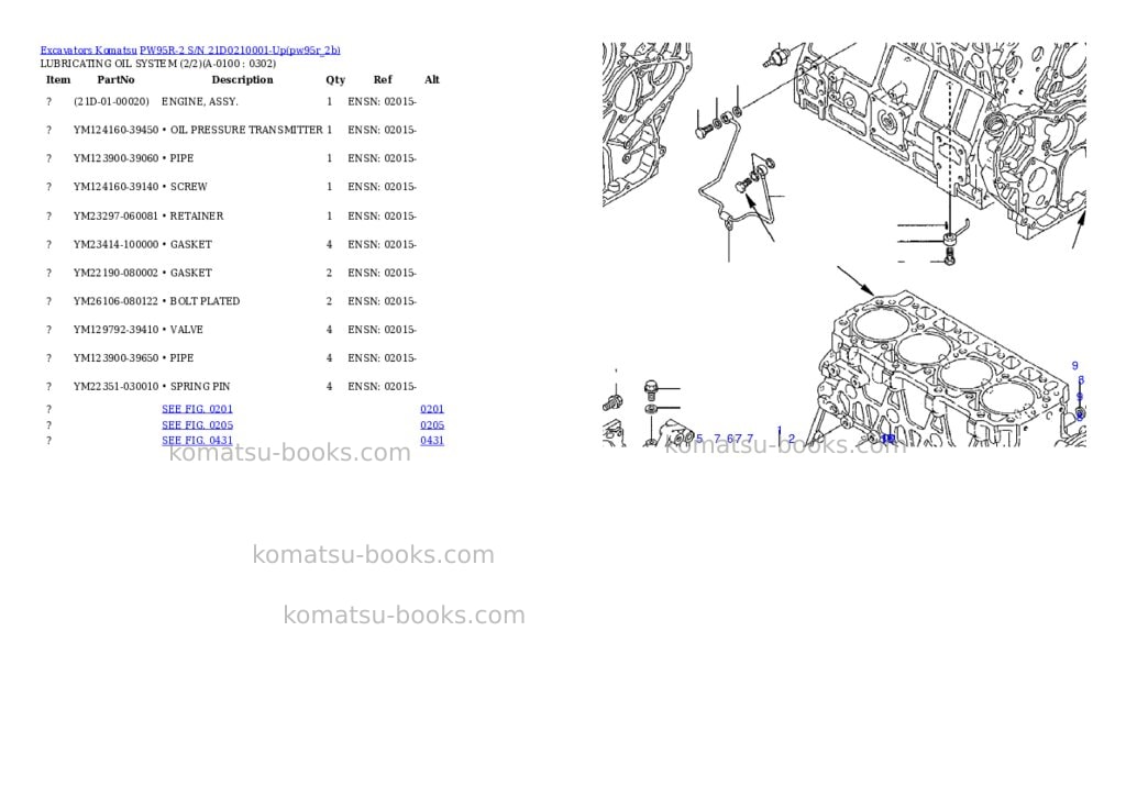 Komatsu pw95r-2 s/n 21d0210001-up Parts catalog cover Page 9