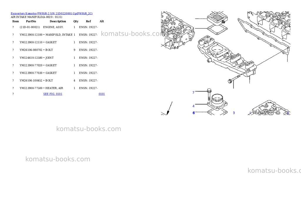 Komatsu pw95r-2 s/n 21d0220001-up Parts catalog cover Komatsu pw95r-2 s/n 21d0220001-up Parts catalog cover