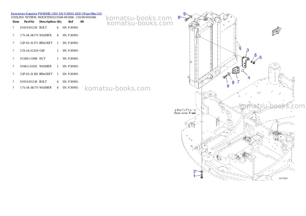 Komatsu PW98MR-11E0 S/N F30001 AND UP Parts catalog cover Page 4 Komatsu PW98MR-11E0 S/N F30001 AND UP Parts catalog cover Page 4