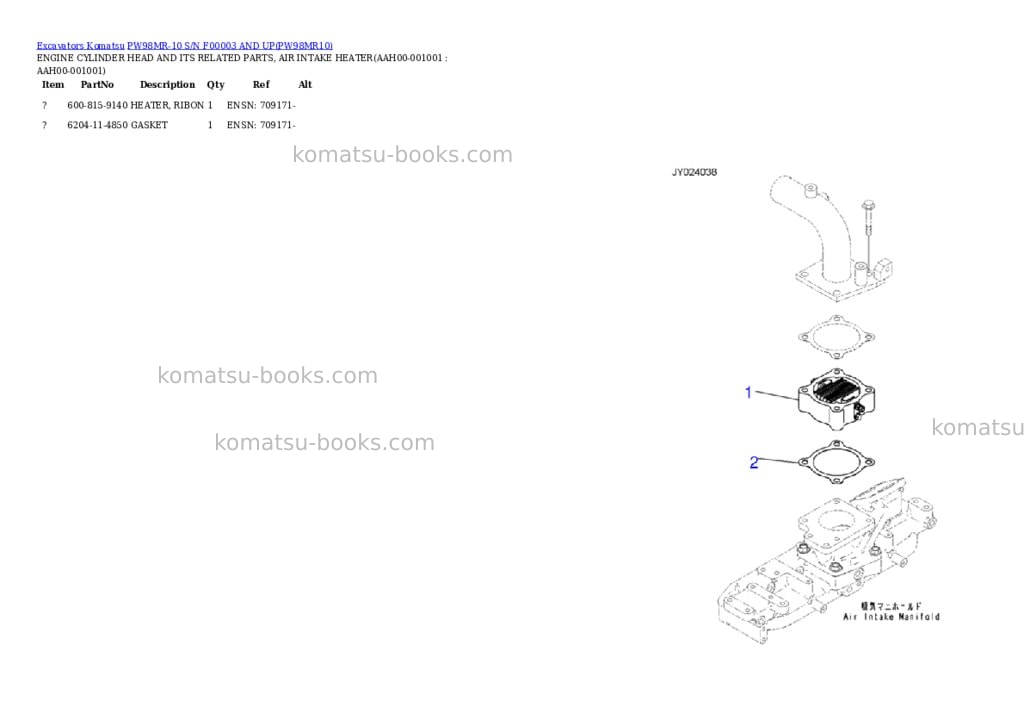 Komatsu pw98mr-10 s/n f00003 and up Parts catalog cover Page 10 Komatsu pw98mr-10 s/n f00003 and up Parts catalog cover Page 10
