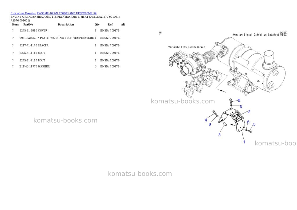 Komatsu pw98mr-10 s/n f00003 and up Parts catalog cover Page 2 Komatsu pw98mr-10 s/n f00003 and up Parts catalog cover Page 2