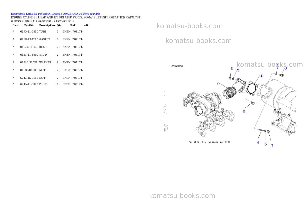 Komatsu pw98mr-10 s/n f00003 and up Parts catalog cover Page 4 Komatsu pw98mr-10 s/n f00003 and up Parts catalog cover Page 4