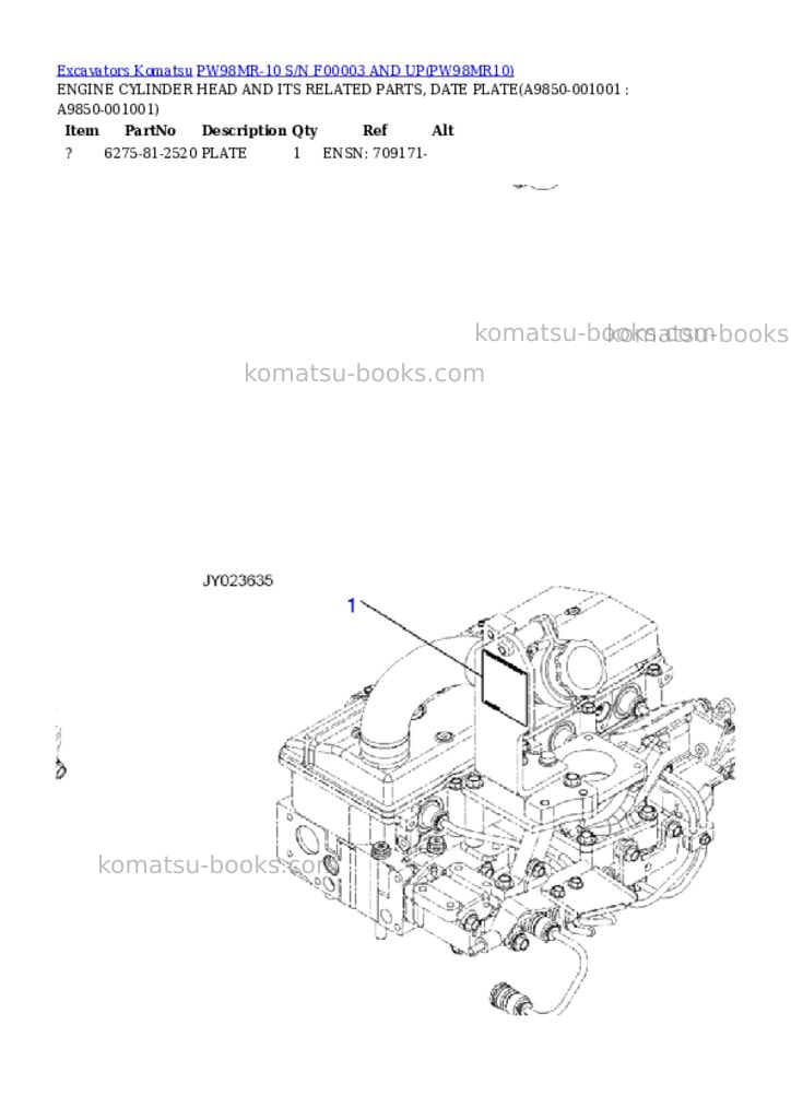Komatsu pw98mr-10 s/n f00003 and up Parts catalog cover Page 8 Komatsu pw98mr-10 s/n f00003 and up Parts catalog cover Page 8
