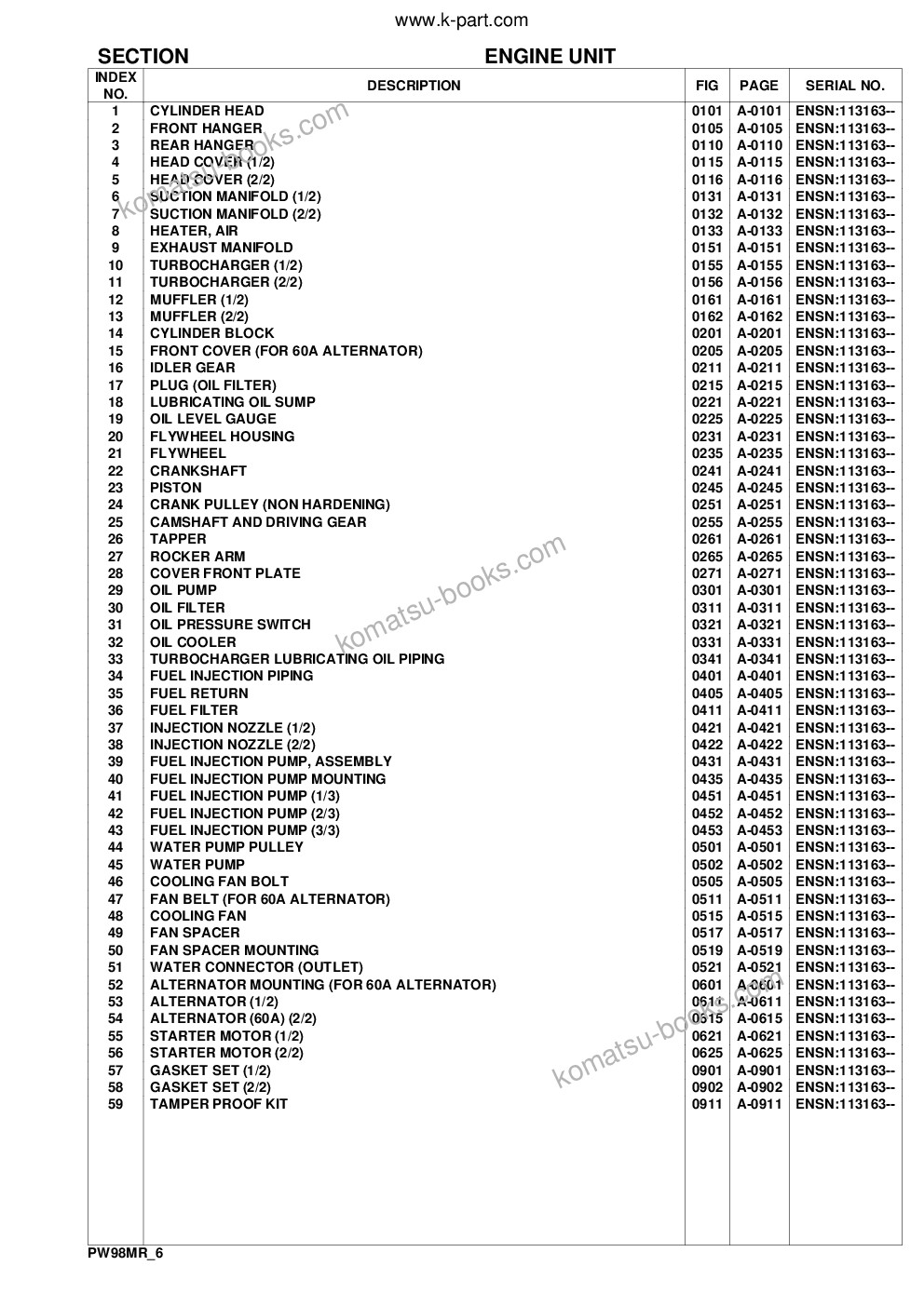 Komatsu pw98mr-6 s/n f00003-up Catálogo de piezas cover Page 2