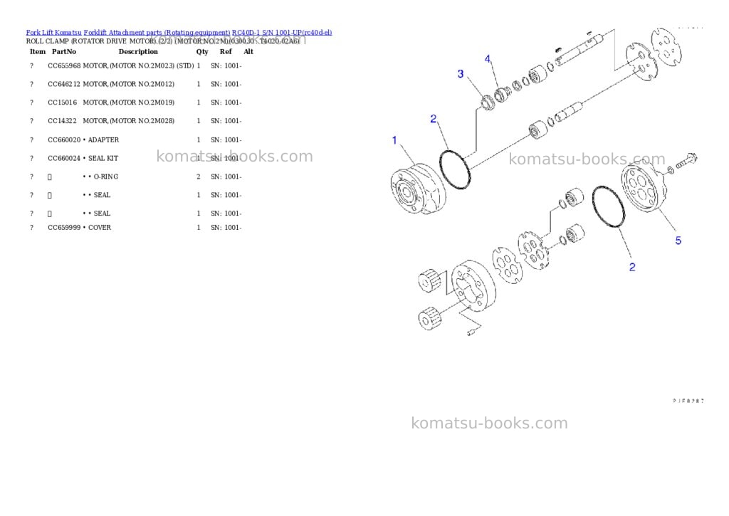 Komatsu rc40d-1 s/n 1001-up Parts catalog cover Page 2 Komatsu rc40d-1 s/n 1001-up Parts catalog cover Page 2