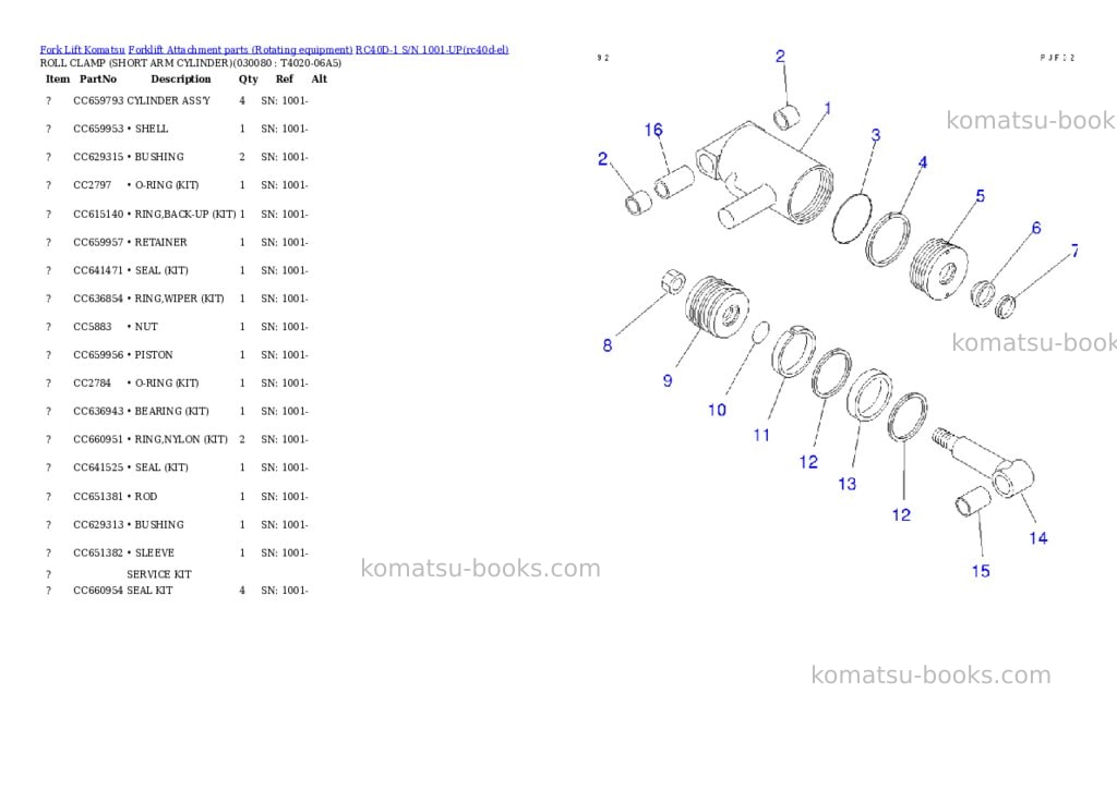 Komatsu rc40d-1 s/n 1001-up Parts catalog cover Page 7 Komatsu rc40d-1 s/n 1001-up Parts catalog cover Page 7