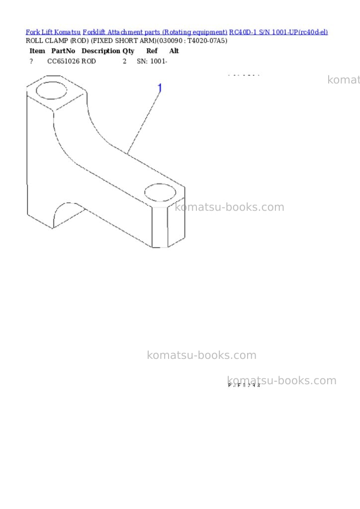 Komatsu rc40d-1 s/n 1001-up Parts catalog cover Page 8 Komatsu rc40d-1 s/n 1001-up Parts catalog cover Page 8