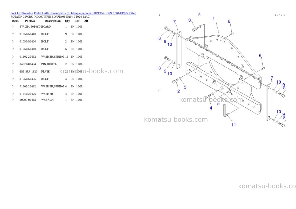 Komatsu rfe157-1 s/n 1001-up Parts catalog cover Page 10 Komatsu rfe157-1 s/n 1001-up Parts catalog cover Page 10