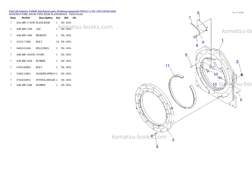 Komatsu rfe157-1 s/n 1001-up Parts catalog cover Page 9 Komatsu rfe157-1 s/n 1001-up Parts catalog cover Page 9