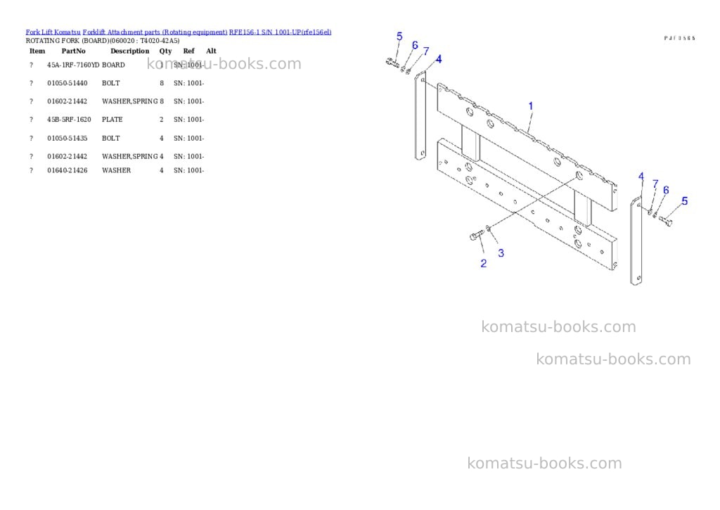 Komatsu rfe156-1 s/n 1001-up Parts catalog cover Page 10 Komatsu rfe156-1 s/n 1001-up Parts catalog cover Page 10