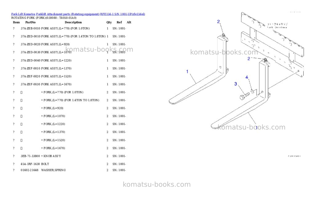 Komatsu rfe156-1 s/n 1001-up Parts catalog cover Page 7 Komatsu rfe156-1 s/n 1001-up Parts catalog cover Page 7