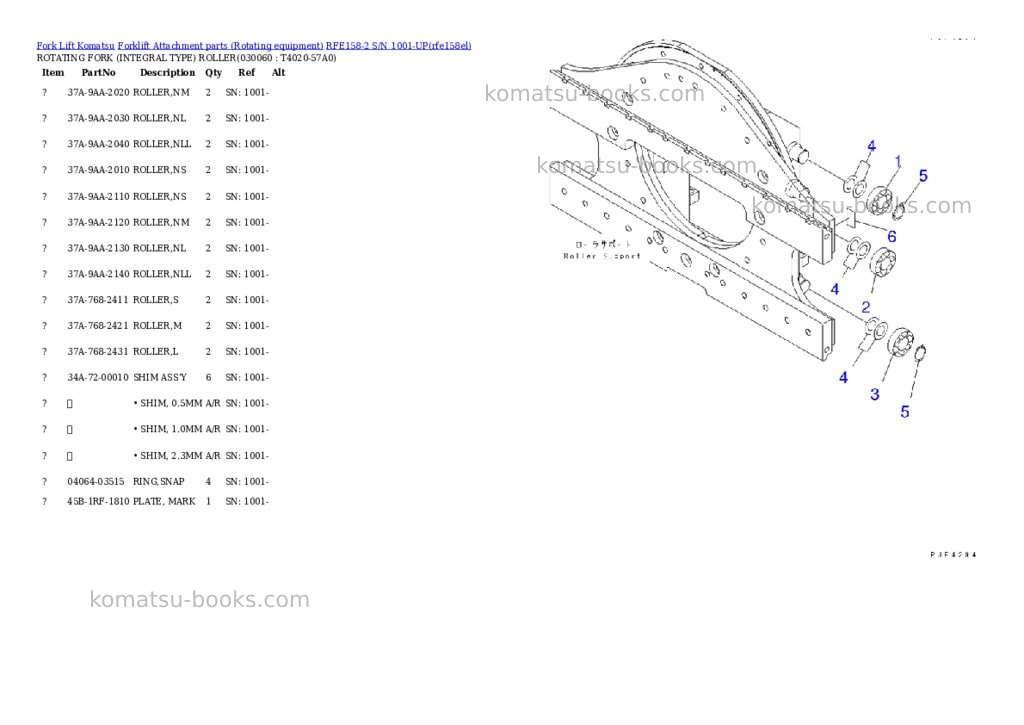 Komatsu rfe158-2 s/n 1001-up Parts catalog cover Page 5 Komatsu rfe158-2 s/n 1001-up Parts catalog cover Page 5