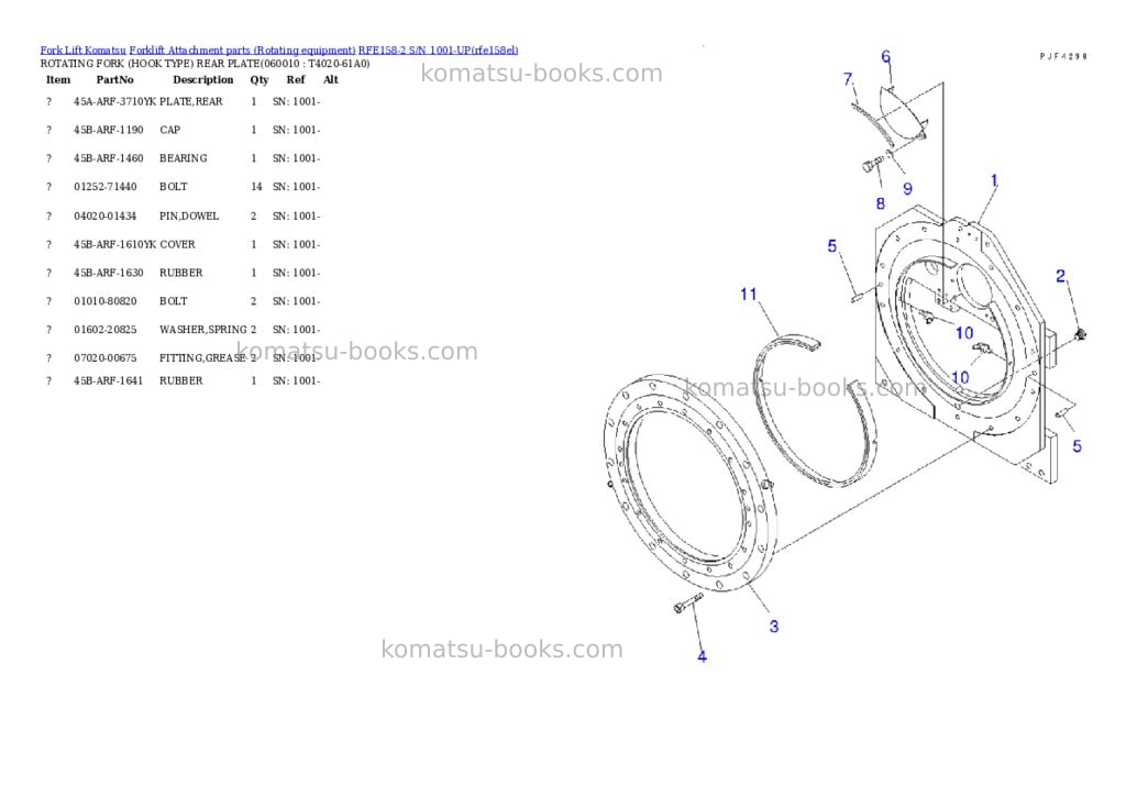 Komatsu rfe158-2 s/n 1001-up Parts catalog cover Page 8 Komatsu rfe158-2 s/n 1001-up Parts catalog cover Page 8