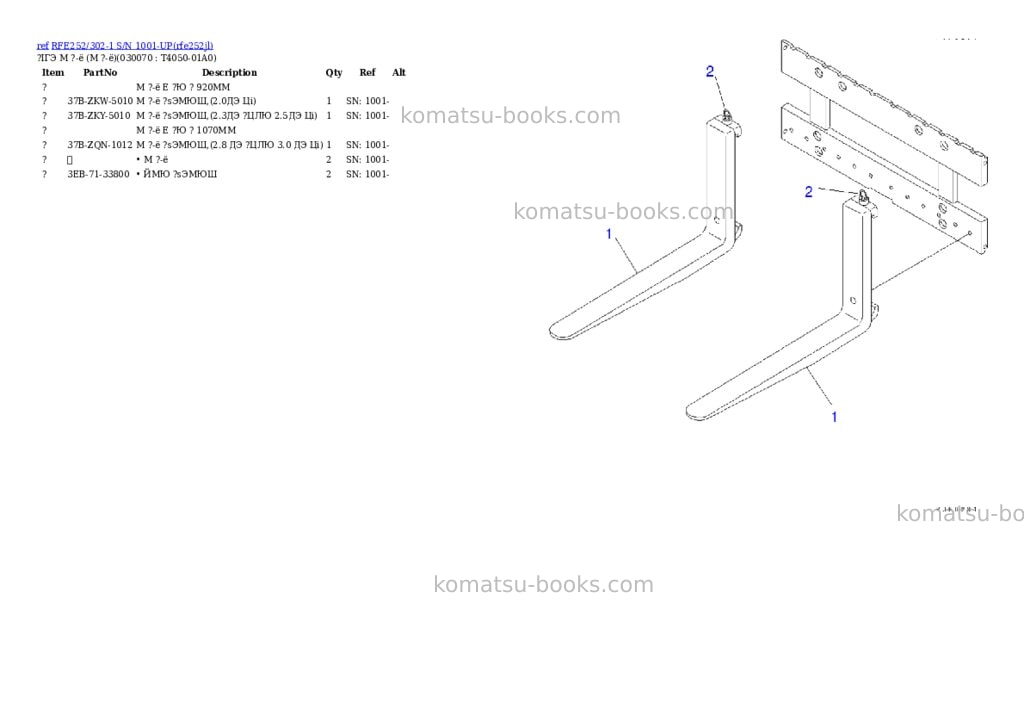Komatsu rfe252/302-1 s/n 1001-up Parts catalog cover Page 6 Komatsu rfe252/302-1 s/n 1001-up Parts catalog cover Page 6
