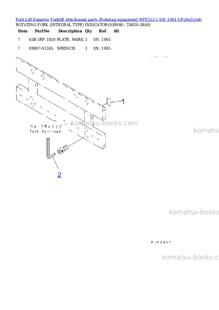 Komatsu RFE253-1 S/N 1001-UP Parts catalog cover Page 5 Komatsu RFE253-1 S/N 1001-UP Parts catalog cover Page 5