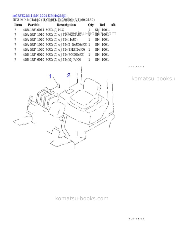 Komatsu rfe253-1 s/n 1001-up Parts catalog cover Page 10 Komatsu rfe253-1 s/n 1001-up Parts catalog cover Page 10