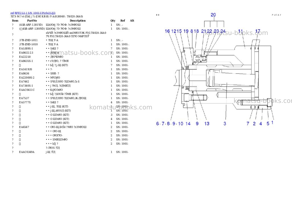 Komatsu rfe253-1 s/n 1001-up Parts catalog cover Page 6 Komatsu rfe253-1 s/n 1001-up Parts catalog cover Page 6