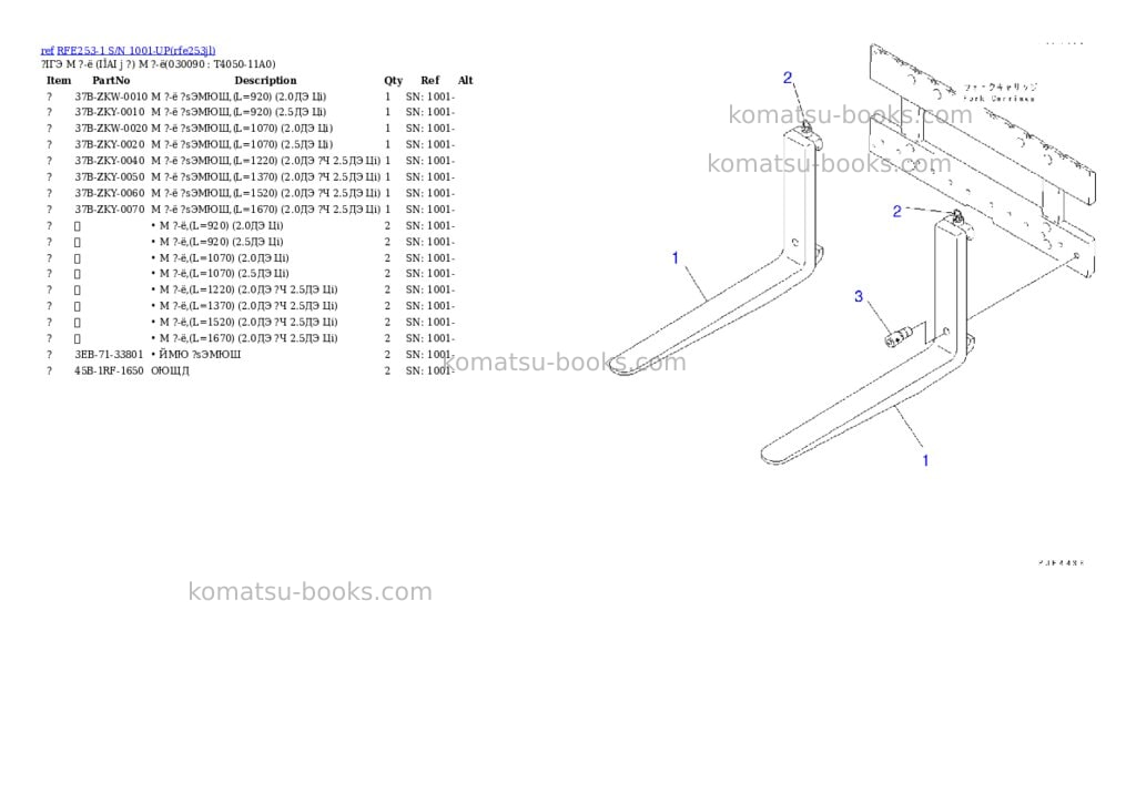 Komatsu rfe253-1 s/n 1001-up Parts catalog cover Page 9 Komatsu rfe253-1 s/n 1001-up Parts catalog cover Page 9