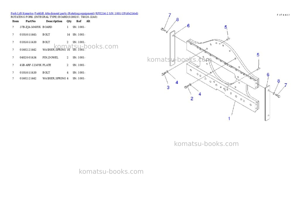 Komatsu RFE254-2 S/N 1001-UP Parts catalog cover Komatsu RFE254-2 S/N 1001-UP Parts catalog cover