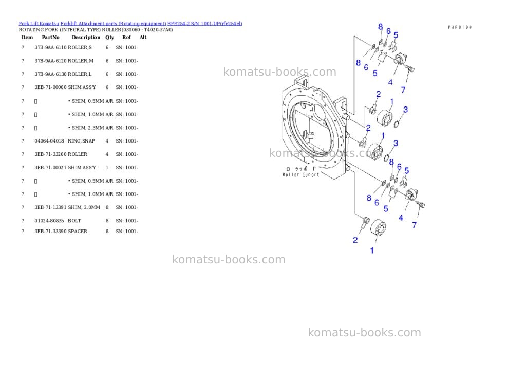 Komatsu RFE254-2 S/N 1001-UP Parts catalog cover Page 5 Komatsu RFE254-2 S/N 1001-UP Parts catalog cover Page 5