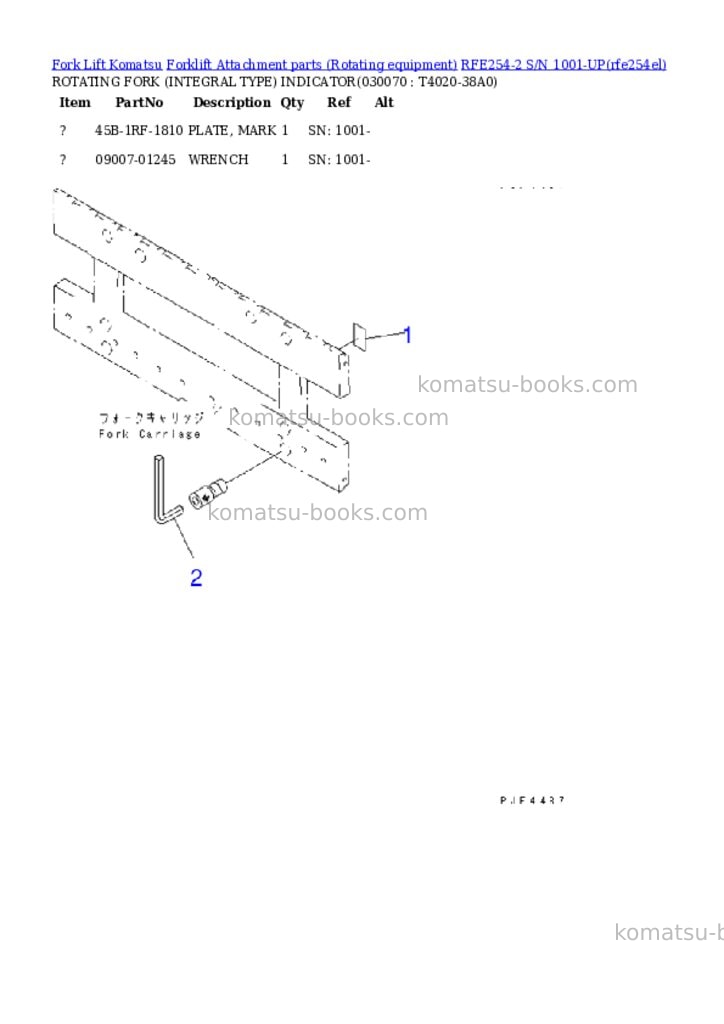 Komatsu RFE254-2 S/N 1001-UP Parts catalog cover Page 6 Komatsu RFE254-2 S/N 1001-UP Parts catalog cover Page 6