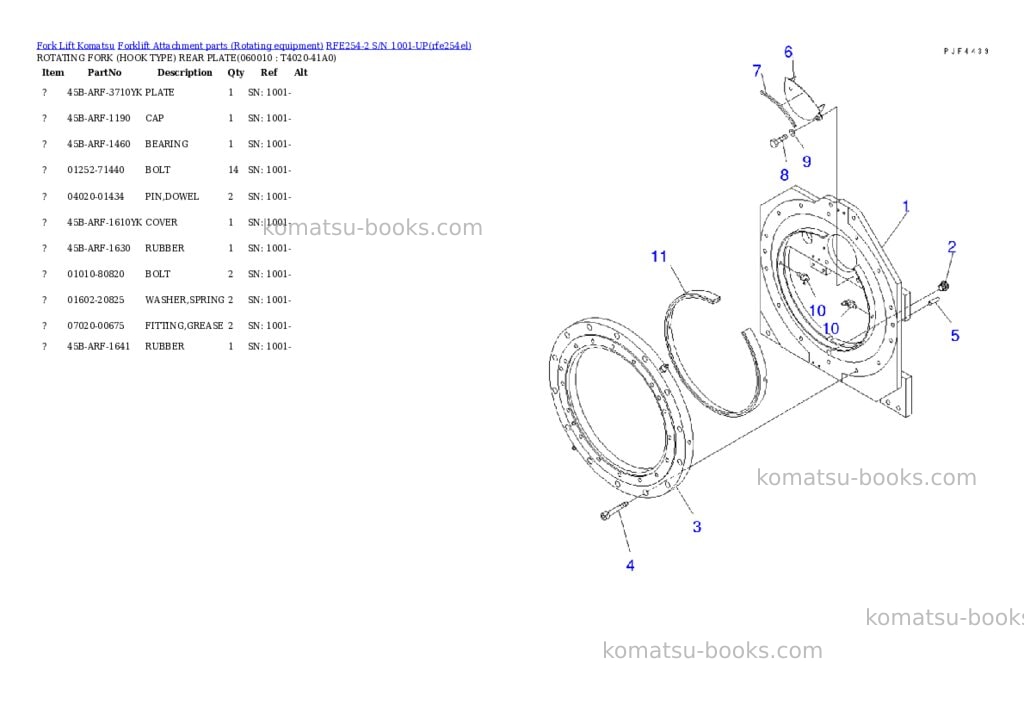 Komatsu RFE254-2 S/N 1001-UP Parts catalog cover Page 9 Komatsu RFE254-2 S/N 1001-UP Parts catalog cover Page 9