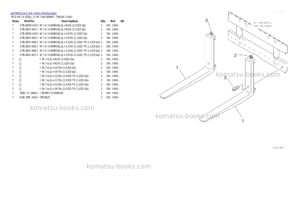 Komatsu rfe254-2 s/n 1001-up Parts catalog cover Page 7 Komatsu rfe254-2 s/n 1001-up Parts catalog cover Page 7
