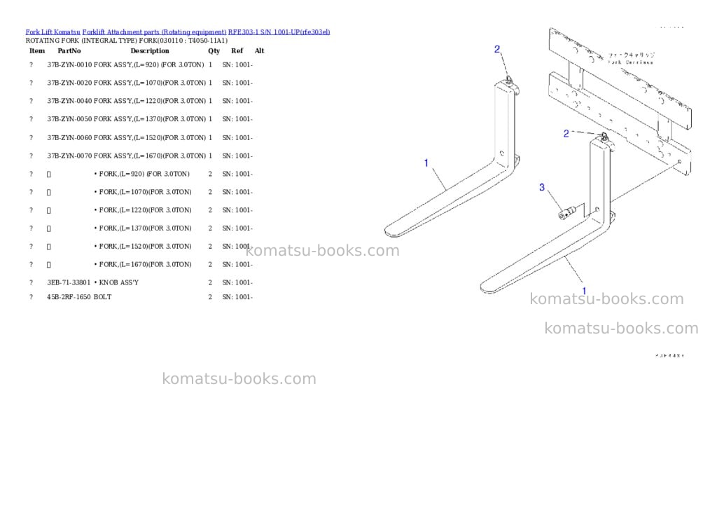 Komatsu RFE303-1 S/N 1001-UP Parts catalog cover Page 10