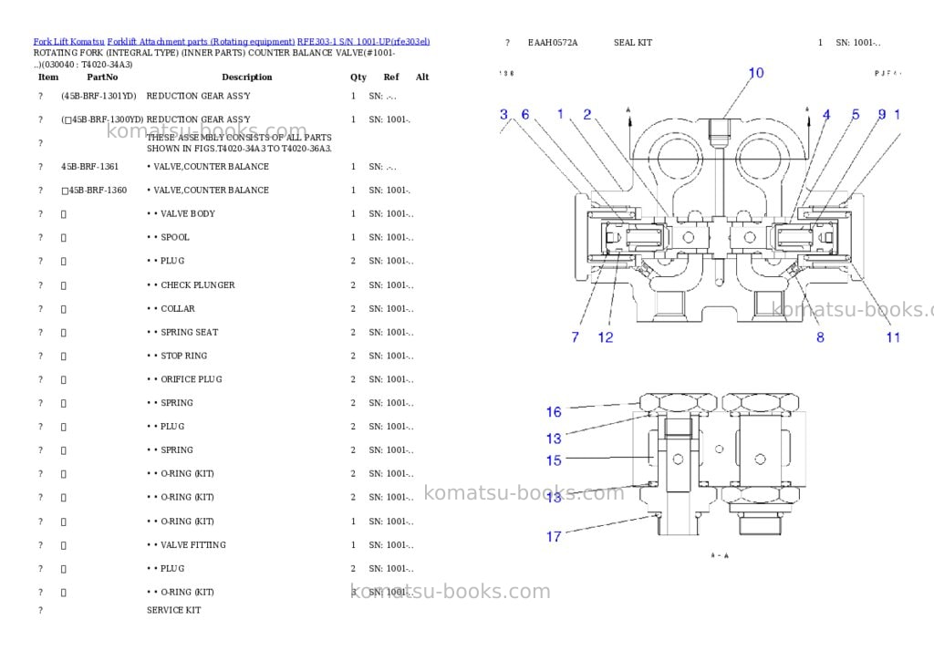 Komatsu RFE303-1 S/N 1001-UP Parts catalog cover Page 3