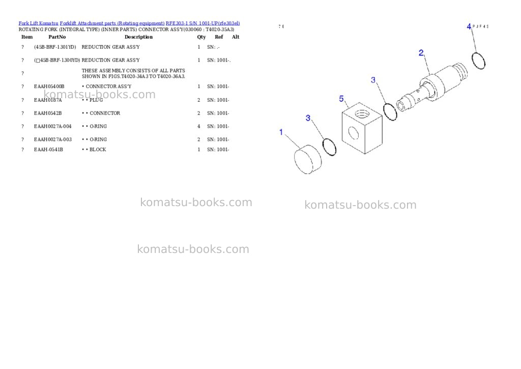 Komatsu RFE303-1 S/N 1001-UP Parts catalog cover Page 5