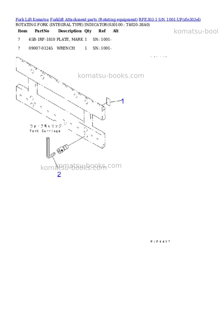 Komatsu RFE303-1 S/N 1001-UP Parts catalog cover Page 9