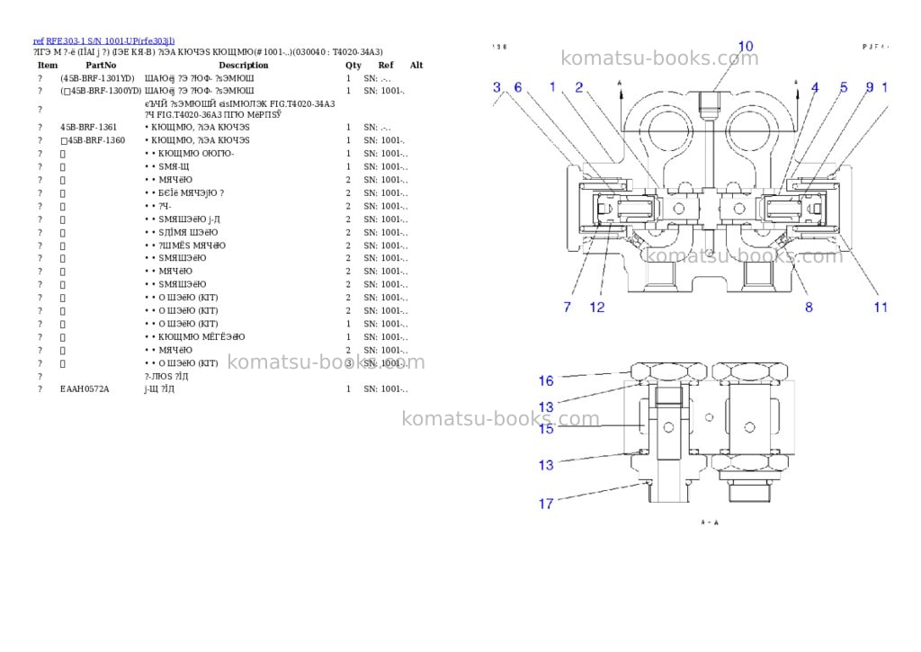 Komatsu rfe303-1 s/n 1001-up Parts catalog cover Page 3 Komatsu rfe303-1 s/n 1001-up Parts catalog cover Page 3