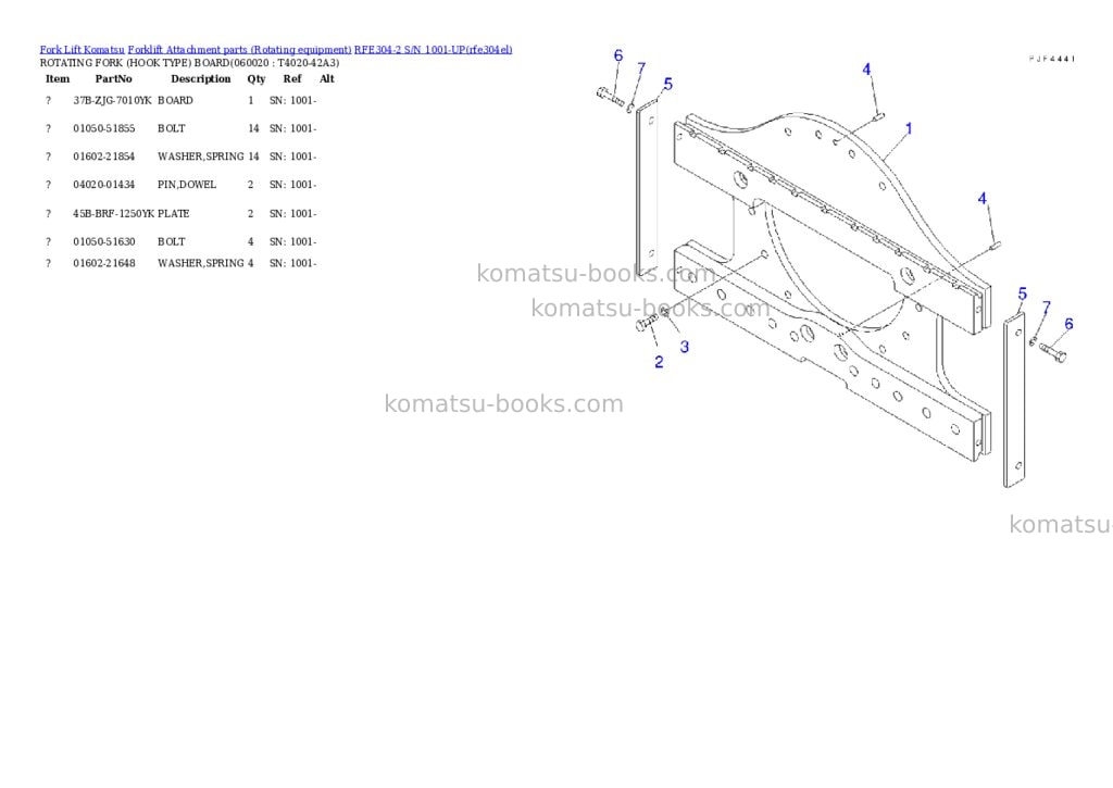 Komatsu RFE304-2 S/N 1001-UP Parts catalog cover Page 10