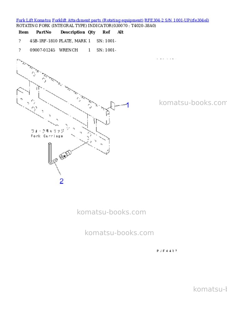 Komatsu RFE304-2 S/N 1001-UP Parts catalog cover Page 6
