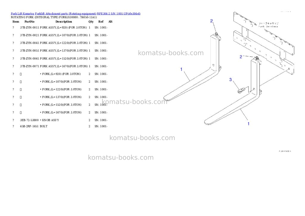 Komatsu RFE304-2 S/N 1001-UP Parts catalog cover Page 7