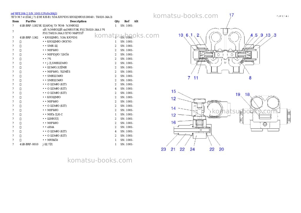 Komatsu rfe304-2 s/n 1001-up Parts catalog cover Page 3 Komatsu rfe304-2 s/n 1001-up Parts catalog cover Page 3