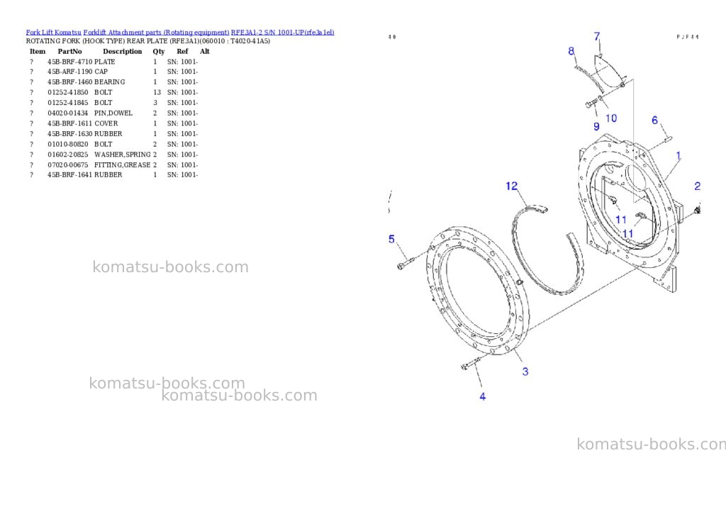 Komatsu RFE3A1-2 S/N 1001-UP Parts catalog cover Page 10