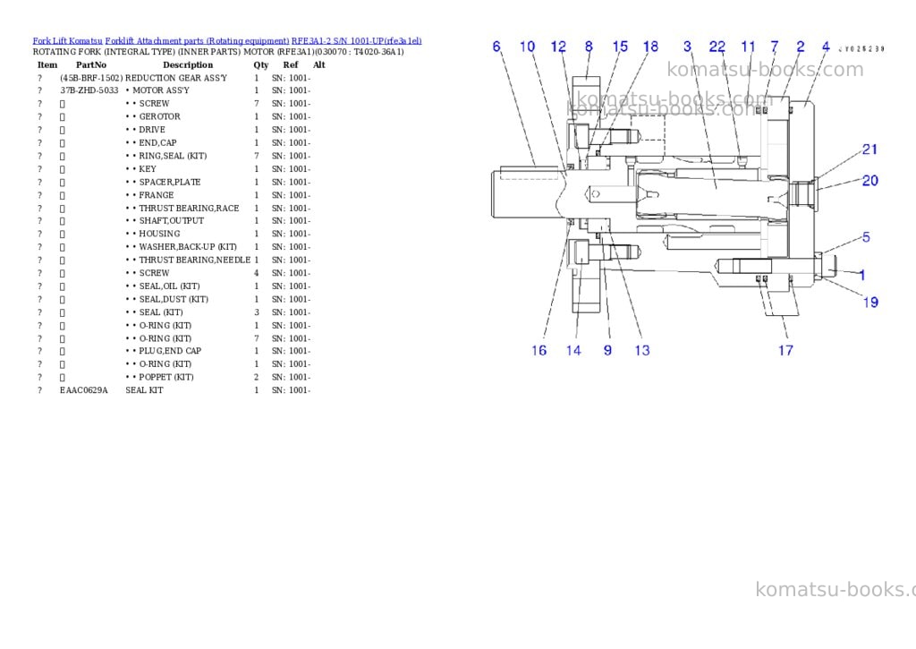 Komatsu RFE3A1-2 S/N 1001-UP Parts catalog cover Page 6