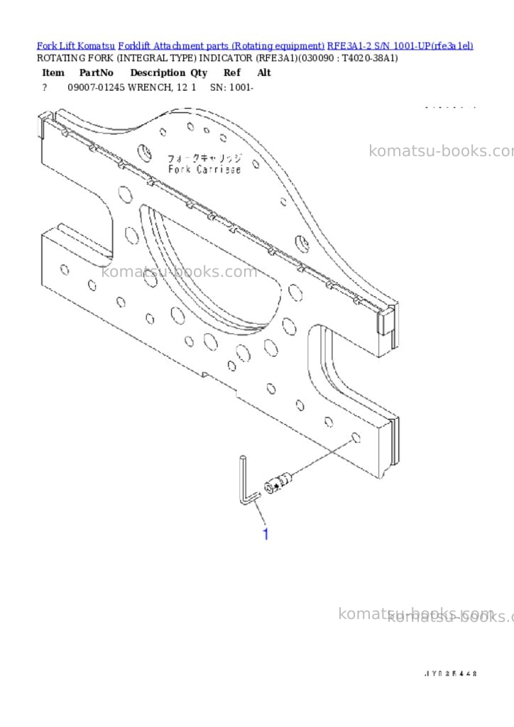 Komatsu RFE3A1-2 S/N 1001-UP Parts catalog cover Page 8