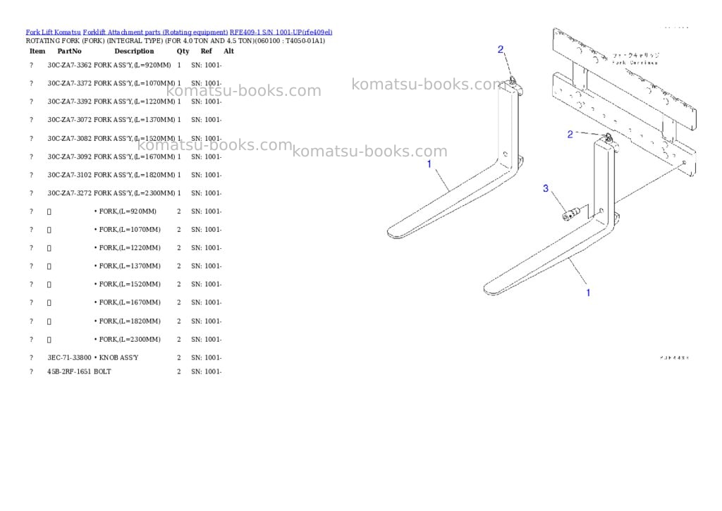 Komatsu rfe409-1 s/n 1001-up Parts catalog cover Page 10 Komatsu rfe409-1 s/n 1001-up Parts catalog cover Page 10