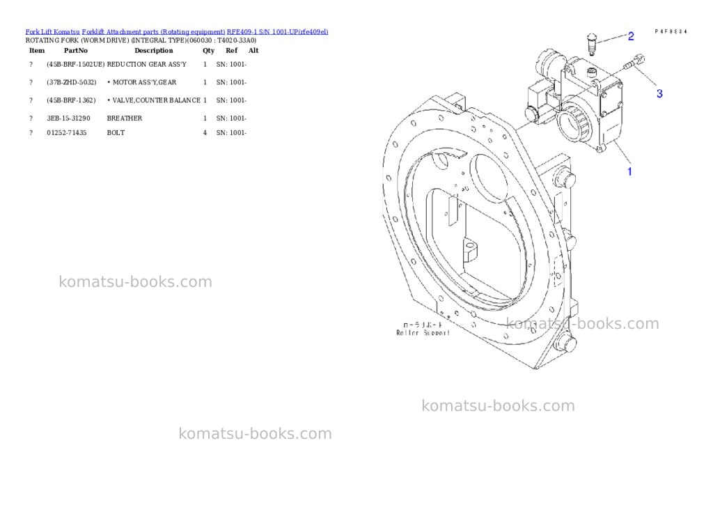 Komatsu rfe409-1 s/n 1001-up Parts catalog cover Page 3 Komatsu rfe409-1 s/n 1001-up Parts catalog cover Page 3