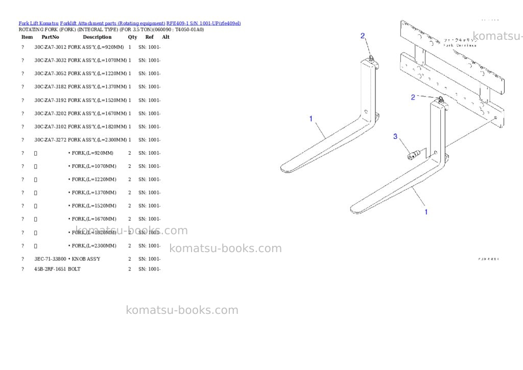 Komatsu rfe409-1 s/n 1001-up Parts catalog cover Page 9 Komatsu rfe409-1 s/n 1001-up Parts catalog cover Page 9