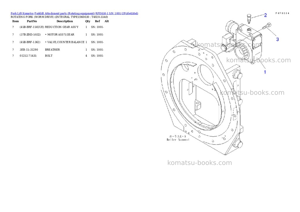 Komatsu RFE458-1 S/N 1001-UP Parts catalog cover Page 3