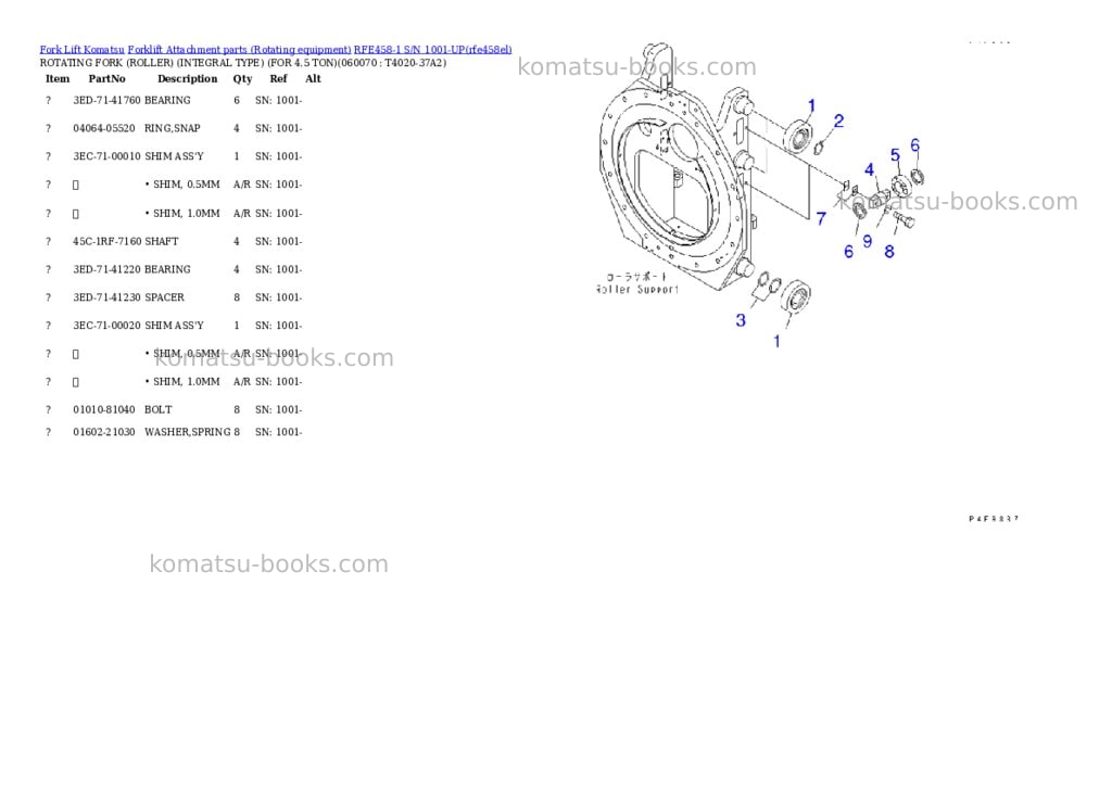 Komatsu RFE458-1 S/N 1001-UP Parts catalog cover Page 7